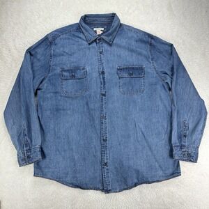Carbon 2 Cobalt Denim Shirt Mens XL Blue Med Wash Classic Preppy Business Casual